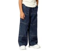Jean Cargo Enfant Garcon, Jean décontracté pour garçon avec de Grandes Poches Avant et des Coutures Originales, Coupe Droite et décontractée, idéal pour l'automne, pour Les Tout-Petits et Les Jeunes