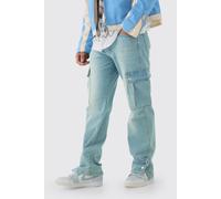 Jean cargo large délavé à boutons pression homme - bleu - 32R, bleu