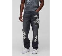 Jean charpentier droit à écusson croisé homme - gris - 36R, gris