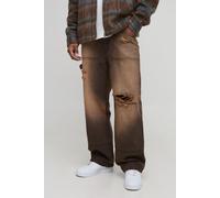 Jean charpentier large délavé homme - marron - 30R, marron