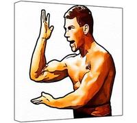 Jean Claude Van Damme - Pop Art Impression sur toile Multicolore Fond Blanc 30 x 30 x 2,5 cm