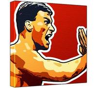 Jean Claude Van Damme - Pop Art Impression sur toile Multicolore Fond Rouge 30 x 30 x 2,5 cm