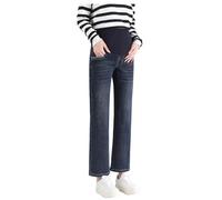 Jean de maternité à jambe droite avec ceinture réglable - Pantalon 3/4 stylisé et pratique, idéal pour les femmes de petite taille (taille courte), Type-02, L