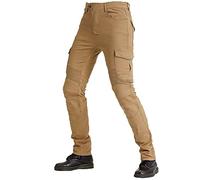 Jean de moto pour homme fabriqué en tissu Kevlar, pantalon de protection de moto en jean respirant, doublé, renforcé, rembourré amovible (kaki, taille XXL)