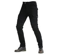 Jean de moto pour homme fabriqué en tissu Kevlar, pantalon de protection en jean respirant, doublé, renforcé, rembourré amovible (noir, taille XXL)