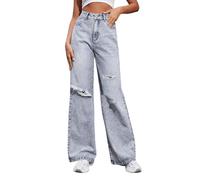 Jean DéChiré Large Jean Baggy - Pantalon Droit Y2K en Denim CôTelé Hip-Hop Streetwear Loisirs Tenue des AnnéEs 80 Confortable Pas Cher Chic éCole Casual Vacances