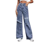 Jean DéChiré Large Jean Baggy, Pantalon Droit Y2K en Denim CôTelé Hip-Hop Streetwear Loisirs Tenue des AnnéEs 88 Confortable Pas Cher Chic éCole Casual Vacances