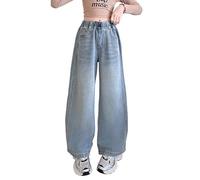 Jean déchiré pour filles - Jambe large - Jean baggy - Papillon - Floral - Nœud papillon - Cœur - Taille haute - Taille élastique - Esthétique - Tendance - Joli pantalon en denim