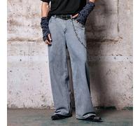 Jean décontracté ample à jambes larges pour homme, style streetwear vintage polyvalent, design usé avec rivets, imprimé lettre Statue de la Liberté, gothique punk pour garçon emo L,M,S,XL,XS,XXLgraphi