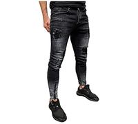 Jean destroyed pour homme coupe ajustée stretch déchiré skinny pour homme pantalon tendance jambe fuselée pantalon denim pantalon hip-hop rétro confortable pantalon effiloché trous cheville fermeture