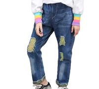 Jean d'été pour garçon - Taille élastique - Pantalon de loisirs avec poche - Pantalon baggy - Pantalon d'extérieur - Hip Hop Streetwear - Pantalon de travail pour enfants, jaune, 4-5 ans