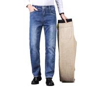 Jean Doublé Sherpa Homme Chaud Thermique Hiver Stretch Coupe Droite Classic | Pantalon chaud et soigné, regular fit, souple et résistant, lavable machine, idéal bureau-w nd, Température -10°C à 10°C
