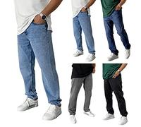 Jean droit basique robuste pour homme - Couleurs unies - Avec poches - Entrejambe mi-longue - Coupe ajustée - Pantalon de travail en denim, gris, S