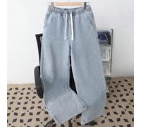 Jean droit confortable pour adolescent garçon, style décontracté vintage Y2K, basique simple, mix and match, coupe ample, taille élastique avec cordon de serrage, vêtements pour garçon pour le quotidi