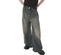 Jean Droit Garcon, Jeans en Denim pour garçons, Coupe Ample et décontractée, Style Streetwear pour Adolescents, avec délavage usé et Jambes Larges.