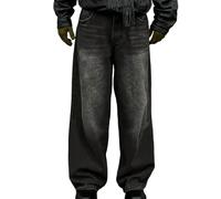 Jean Droit Garcon, Jeans en Denim pour garçons, Coupe Ample et décontractée, Style Streetwear pour Adolescents, avec délavage usé et Jambes Larges.