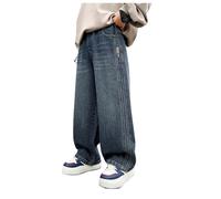 Jean Droit Garcon, Pantalon en Jean Classique à Jambes Droites pour garçon, Confortable et décontracté, avec Taille Ajustable, en Tissu résistant mélangé, idéal pour Jouer et Aller à l'école