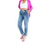 Jean droit pour femme - Taille élastique - Avec cordon de serrage - Décontracté, 01# bleu., XXXL