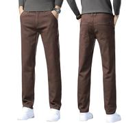 Jean droit pour homme en denim délavé café, design classique à cinq poches, pantalon confortable pour le travail, les loisirs et le travail quotidien, café, M