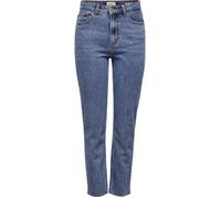 Jean droit taille haute ONLY Emily Raw - Bleu foncé - Femme 28/32