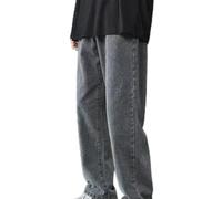 Jean droit taille mi-haute en polyester décontracté pour homme