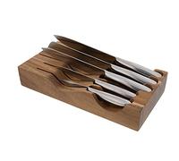 Jean Dubost BS288520X00232 Bloc de Rangement en Bois avec 5 Couteaux de Cuisine, Marron, 22cm x 9cm x 37cm