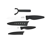 Jean Dubost Créations 1/10533 Ensemble de Couteau de Cuisine avec Manche Céramique Noir 28 x 2 x 1 cm Set de 3 Pièces