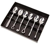 Jean Dubost Créations 6 Cuillères à Moka Acier Inoxydable Coffret Moka, Noir