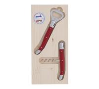 Jean Dubost JD97252.RED Laguiole Tire-bouchon et ouvre-bouteille avec poignées en acier inoxydable
