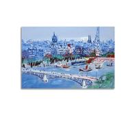 Jean Dufy Affiche de paysage urbain animé, impression sur toile pour salon, bureau, studio et décoration d'intérieur d'inspiration européenne 40,6 x 61 cm