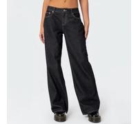 Jean en Extensible pour Femme Coupe Droite Jean en Extensible | Coupe droite classique, taille basse ajustÃ©e, idÃ©al pour les pour silhouettes fines ou courbÃ©es(Black L)