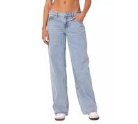 Jean en Extensible pour Femme Coupe Droite Jean en Extensible | Coupe droite classique, taille basse ajustÃ©e, idÃ©al pour les pour silhouettes fines ou courbÃ©es(Light blue L)