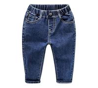 Jean Enfant Fille Taille Haute Pantalon en Denim Ample Pantalon Large Droit Fluide Jeans de Jazz Danse Confortable Baggy Pantalons Streetwear pour 3-10 Ans