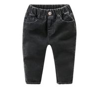 Jean Enfant Fille Taille Haute Pantalon en Denim Ample Pantalon Large Droit Fluide Jeans de Jazz Danse Confortable Baggy Pantalons Streetwear pour 3-10 Ans