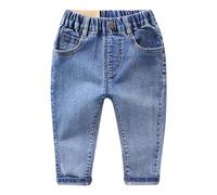 Jean Enfant Fille Taille Haute Pantalon en Denim Ample Pantalon Large Droit Fluide Jeans de Jazz Danse Confortable Baggy Pantalons Streetwear pour 3-10 Ans
