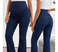 Jean évasé de maternité avec ceinture ajustable et poches, style décontracté et business décontracté, pour sorties, révélation du , travail et voyage, bleu marine, pour femmes L,M,S,XL,XXLUnicoloreJea