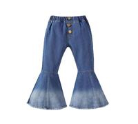 Jean évasé Fille 1-6 ans Jeans Jambes Larges pour Fille Enfant Droit Taille Haute Élastique Jean Baggy Pantalons Doux Decontracte Jeans Y2K Pantalon en Denim avec Poches