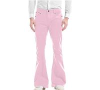 Jean évasé pour homme coupe décontractée des années 60 et 70 avec bas cloche, extensible et confortable, style rétro, coupe bootcut, style disco évasé, style hip-hop, streetwear, rose, XXL