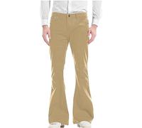 Jean évasé pour homme coupe décontractée des années 60 et 70 avec bas cloche, extensible et confortable, style rétro, coupe bootcut, style disco évasé, style hip-hop, streetwear, kaki, XXL