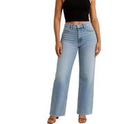 Jean extensible doux et respirant pour femme, taille mi-basse, contrôle du ventre, coupe ample, jambe droite, pantalon de survêtement, bleu clair, L
