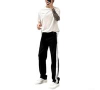 Jean extensible pour homme, coupe ajustée, pantalon rayé latéral, pantalon confortable à la taille pour un usage quotidien, noir, M-3XL (noir M)
