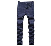 Jean extensible pour homme - Coupe droite - Coupe ajustée - Pantalon chino taille moyenne - Confortable et résistant - Pour toutes les saisons - Élégant et classique, bleu, M
