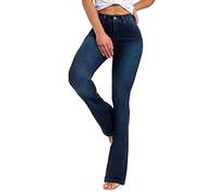 Jean Femme Bootcut, Resserre Pantalon Jean Grande Taille Y2K éVasé Style AnnéEs 90 Elastique Patte D'Elephant en Denim Wide Leg Fit Confortable Et ÉLéGant Push Up Patte