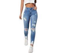 Jean Femme,Jean Skinny Longueur Cheville, Denim Stretch déchiré Taille Haute, Coupe Slim décontractée pour Femme
