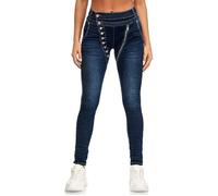 Jean Femme Slim Fit Boyfriend Coupe Ajustée avec Fermeture Boutons en Coton Élastique Bleu Foncé 48 4XL Pantalon Denim Tendance XXXXL
