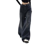 Jean Femme Taille Basse, Jean Grande Taille Pantalon Palazzo Y2K Boyfriend Style Hip Hop Droit Vintage Jambes Larges Ample Streetwear AnnéEs 90 DéContracté Chic