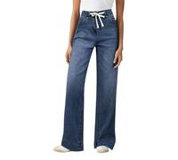 Jean Femme Taille Haute Coupe Droite Automne Hiver Pantalon en Denim Taille Elastique Classique Décontracté Pantalon Jean Femme Jambes Larges Mode Elastique Baggy Jeans(Navy,L)