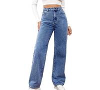 Jean Femme Taille Haute Elastique Coupe Droite Jean Large Femmes Taille Elastique Confortable Zippé Jeans Baggy Wide Leg à Jambe Large Ample Pantalon Fluide Pas Cher Soldes D'Été Denim Pants Offre