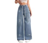 Jean Femme Taille Haute Elastique Coupe Droite Jean Large Femmes Taille Elastique Ultra Confortable Jeans Baggy Wide Leg à Jambe Large Ample Pantalon Fluide Pas Cher Soldes D'Été Denim Pants Offre