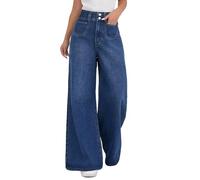 Jean Femme Taille Haute Elastique Coupe Droite Jean Large Femmes Taille Elastique Ultra Confortable Jeans Baggy Wide Leg à Jambe Large Ample Pantalon Fluide Pas Cher Soldes D'Été Denim Pants Offre